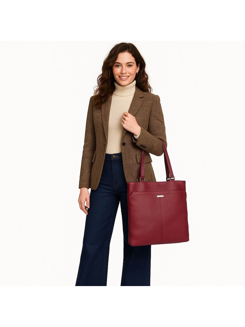 Cole Haan Village Marcy Large Tote Shoulder Bag Pebbled Leather Pink Raspberry
